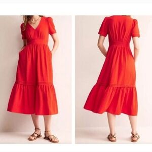 Boden Eve Double Cloth Midi Dress, 10 Red